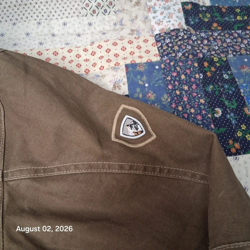 KUHL The Law Hoody Mens Size Large Brown Canvas Fleece Lined Work Jacket 7385